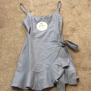 NWT Princess Polly Baby Blue Wrap Dress